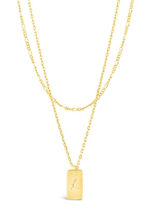 Nwot Sterling Forever Initial (L) Tag Layered Chain Necklace Mrsp $62
